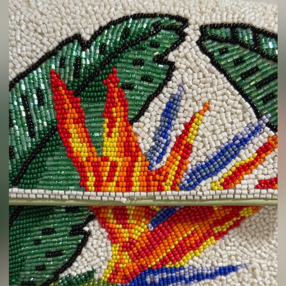 STAUD Tommy beaded bag tropical birds of paradise resort vacation palm floral - Picture 5 of 12